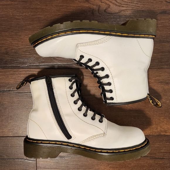 Dr. Martens Other - 1460 dr martens boots white leather lace up boots size 2 US Junior